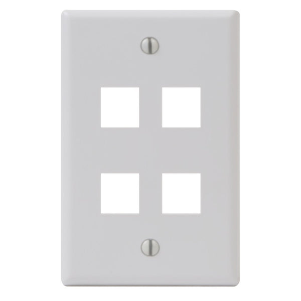 FACEPLATE, FLAT, 1-GANG, 4-P, GY | FITS SINGLE GANG OUTLET, ACCEPTS IC107 HD & EZ - Procraft Supply