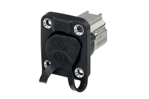 Receptacle etherCON CAT6A D series - shielded feedthrough - with rubber sealing - IP65. Use four screws to mount to panel.