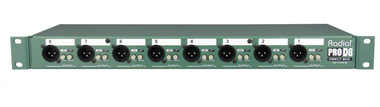 8-ch passive DI for keyboards, 1RU 19" rackmount, reversible rack ears - Procraft Supply