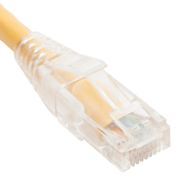 PATCH CORD, CAT6, CLEAR BOOT, 25' YL | LOW PROFILE, ASSEMBLED SNAG-FREE STRAIN RELIEF - Procraft Supply