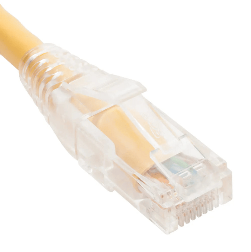 PATCH CORD, CAT6, CLEAR BOOT, 10' YL | LOW PROFILE, ASSEMBLED SNAG-FREE STRAIN RELIEF - Procraft Supply