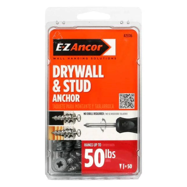 Stud Solver #7 x 1-1/4 in. Zinc-Plated Drywall Anchors (50pk) - Procraft Supply