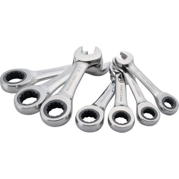 7-Piece 12-Point SAE Stubby Ratcheting Wrench Set - Procraft Supply