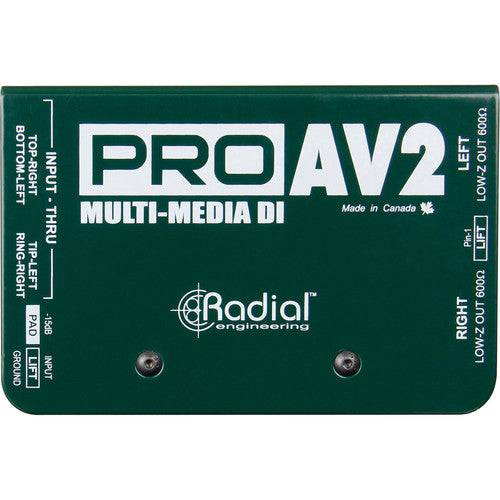 ProAV2 Passive DI for AV,  2-channels with RCA, 3.5mm and XLR inputs - Procraft Supply