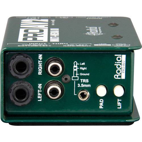 ProAV2 Passive DI for AV,  2-channels with RCA, 3.5mm and XLR inputs - Procraft Supply