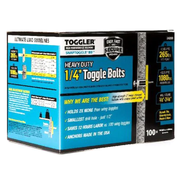 1/4" Toggle Bolt 100pk - Procraft Supply