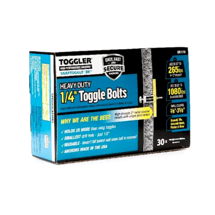 1/4" Toggle Bolts 30pk - Procraft Supply