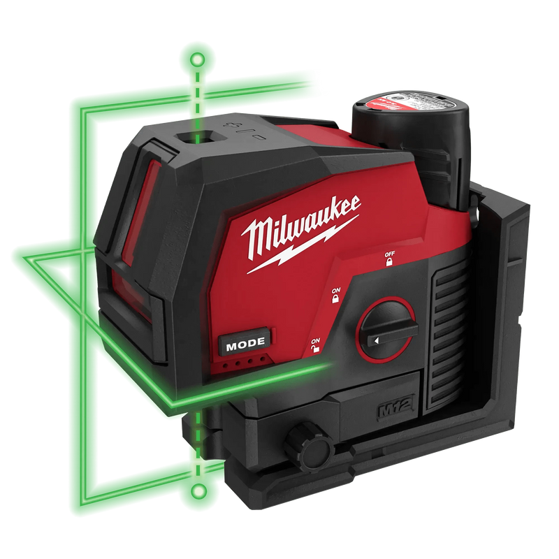 M12 12-Volt Lithium-Ion Cordless Green 125 ft. Cross Line and Plumb Points Laser Level (Tool-Only) - Procraft Supply