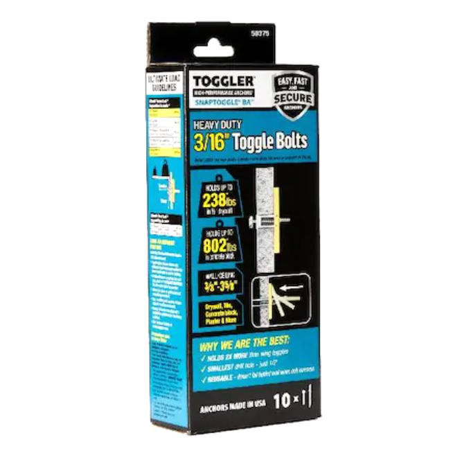 3/16" Toggle Bolts 10pk - Procraft Supply