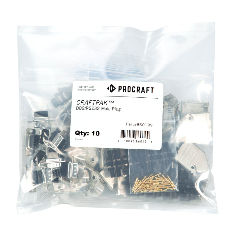 DB9 Male Plug Craftpak™ (10pk) - Procraft Supply