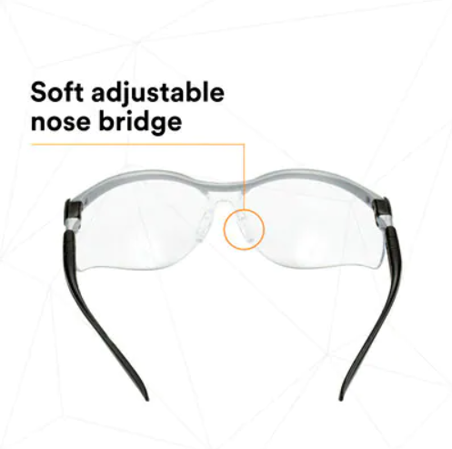BX Safety Eyewear, Clear Lens, Anti-Fog, Hard Coat, Black/Silver Frame, Nylon - Procraft Supply