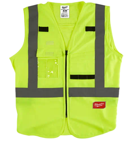 Yellow Class 2 High-Visibility Safety Vest w/10 Pockets, L/XL - Procraft Supply