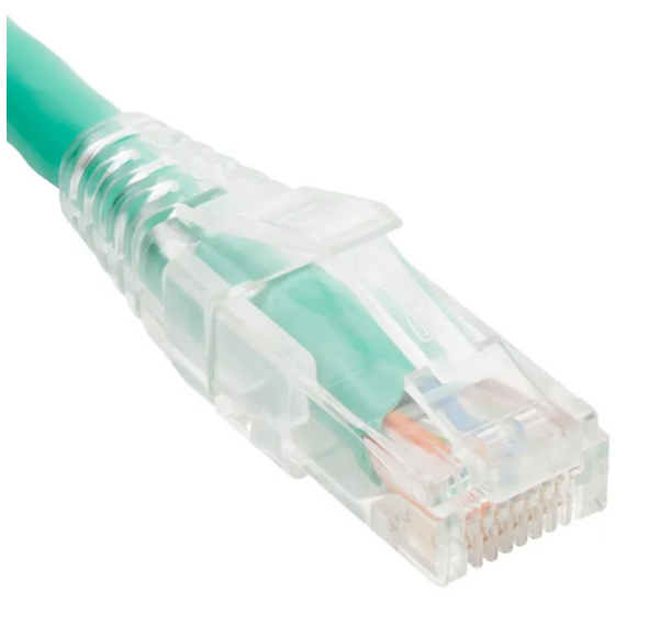 PATCH CORD, CAT6, CLEAR BOOT, 1' GN | LOW PROFILE, ASSEMBLED SNAG-FREE STRAIN RELIEF - Procraft Supply