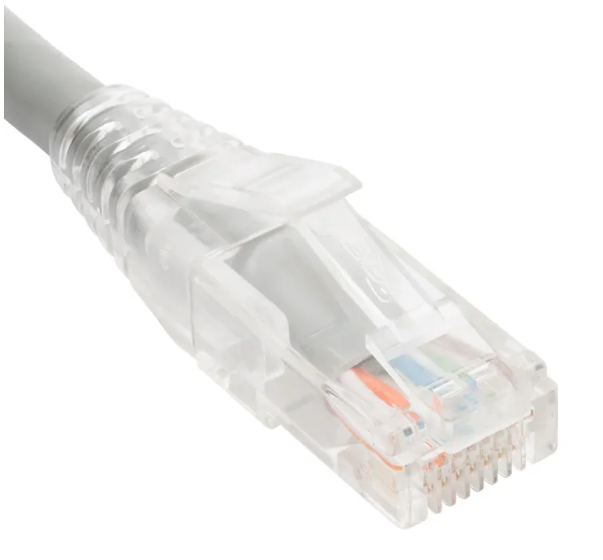 PATCH CORD, CAT6, CLEAR BOOT, 10' GY | LOW PROFILE, ASSEMBLED SNAG-FREE STRAIN RELIEF - Procraft Supply