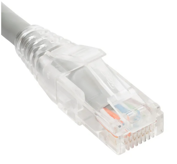 PATCH CORD, CAT6, CLEAR BOOT, 3' GY | LOW PROFILE, ASSEMBLED SNAG-FREE STRAIN RELIEF - Procraft Supply