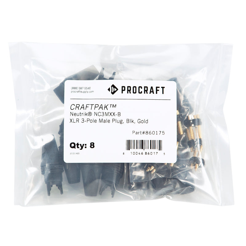XLR 3-Pole Male Plug Craftpak™ (8pk) - Procraft Supply