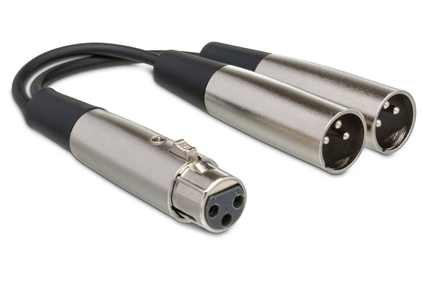 Y Cable, XLR3F to Dual XLR3M, 6 in - Procraft Supply