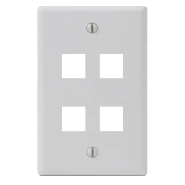 FACEPLATE, FLAT, 1-GANG, 4-P, WH | FITS SINGLE GANG OUTLET, ACCEPTS IC107 HD & EZ - Procraft Supply