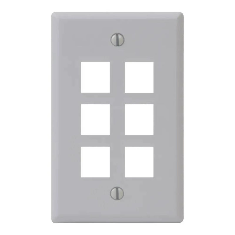 FACEPLATE, FLAT, 1-GANG, 6-P, WH | FITS SINGLE GANG OUTLET, ACCEPTS IC107 HD & EZ - Procraft Supply