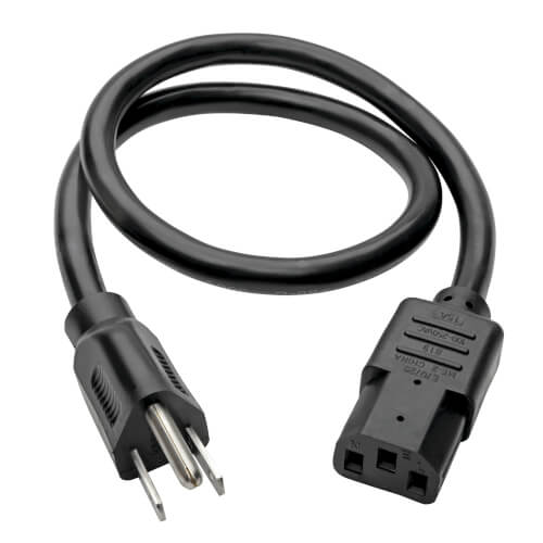 2ft Computer Power Cord Cable 5-15P to C13 Heavy Duty 15A 14AWG - Procraft Supply