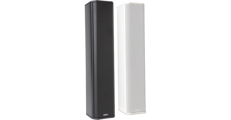 2.75" Full-range (x8) element column surface speaker, 70/100V transformer with 8? bypass, 160° horizontal x 20° vertical coverage, includes pan/tilt wall mount and input weather input cover. Color - White. - Procraft Supply