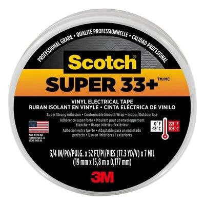 Scotch® Super 33+™ Vinyl Electrical Tape, 76 ft L x 3/4 in W, Black - Procraft Supply