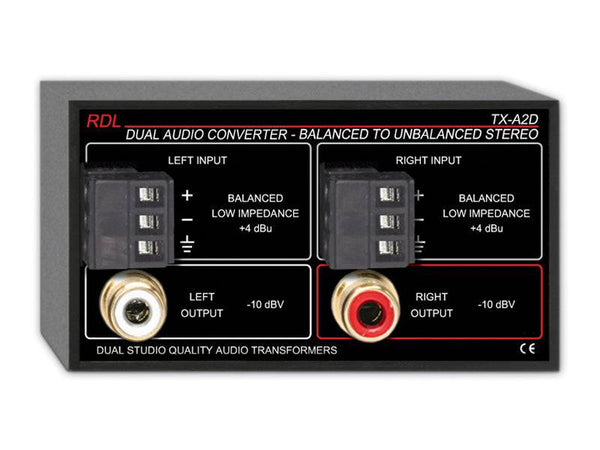 Dual Audio Converter – Balanced to Unbalanced -Terminals, dual-RCA - Procraft Supply